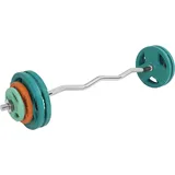 GORILLA SPORTS® Langhantel Set 35kg - SZ Curlstange 120cm, Gewichte 2x1,25kg / 2x2,5kg / 4x5kg, 30mm, 2X Feder/Sternverschlüsse, Gusseisen, Gummi Gripper, Verchromt, Gerändelt - Hantelset, Hantel Set