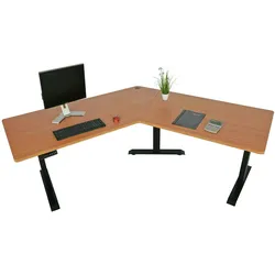 Mendler Schreibtisch HWC-D40, Computertisch, 120° elektrisch höhenverstellbar ~ natur, schwarz