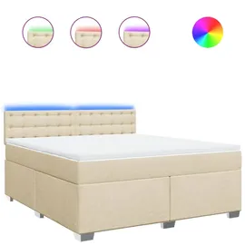 vidaXL Boxspringbett mit Matratze Creme 180x200 cm Stoff