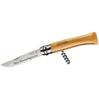 Opinel OPINEL-Messer, Größe 10, Buchenholz, mit Korkenzieher (mit Namensgravur,