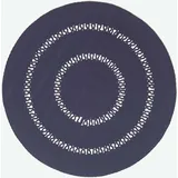 Homescapes dunkelblauer Teppich, rund, 150 cm, gehäkelter Teppich/Vorleger aus Baumwolle im Retro-Look mit Loop-Muster, flach gewebter Teppich für Schlafzimmer, Wohnzimmer, Flur oder Küche, blau