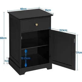 Yaheetech Nachtschrank Kommode Boxspringbett Nachttisch Nachtkommode mit Stauraum 40 x 35 x 60 cm Schlafzimmer Weiß