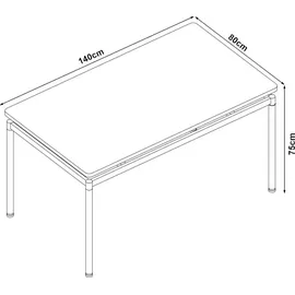 [en.casa] Essgruppe 'Hemnes' 5-teilig 1 Tisch mit 4 Stühlen Textilbezug Stahlbeine Hellbraun - Hellbraun