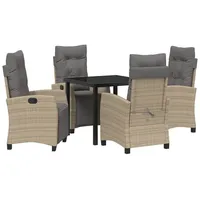 VidaXL 5-teiliges Garten-Esszimmer-Set Beige Poly Rattan