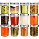 Belle Vous 12er Pack Einmachgläser mit Schraubdeckeln - 200 ml luftdichte Einmachgläser - Einkochgläser - Marmeladengläser - Einmachglas für Overnight Oats, Marmelade und mehr