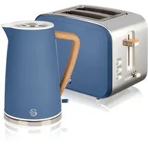 Swan STP2090BLUNEU Set Frühstückskocher, kabellos, 1,7L Toaster Breitschlitz 2 Nordic Blau Blau, 2200W