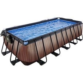 EXIT TOYS EXIT Wood Pool 540x250x122cm mit Abdeckung und Sandfilter- und Wärmepumpe