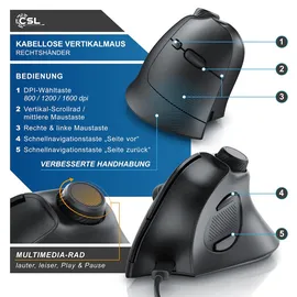 CSL Vertikalmaus schwarz