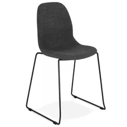 DISTRIKT Designerstuhl Metallgestell mit Stoffbezug | Moderner Esszimmerstuhl mit Kufenstruktur | Dunkelgrau | 54,5x50x85 cm | Kadima Design
