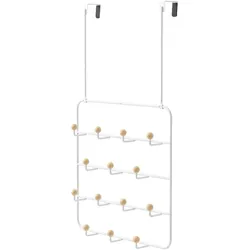UMBRA Wandgarderobe Türgarderobe ESTIQUE mit 14 Haken weiß / Buche natur