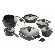Karcher Aluguss-Topf-Set 6-tlg. schwarz 3 x Kochtopf + Stielkasserolle + Schmorpfanne + Rechteckpfanne 