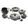 Karcher Aluguss-Topf-Set 6-tlg. schwarz 3 x Kochtopf + Stielkasserolle + Schmorpfanne + Rechteckpfanne 