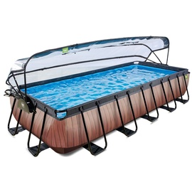 EXIT TOYS Wood Pool 540 x 250 x 100 cm inkl. Sandfilter, Abdeckung und Wärmapumpe
