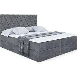 altdecor Boxbett, mit H4-Matratze und Lattenrost - LEPARO - 160x200 Dunkelgrau