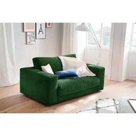 KAWOLA Doppelsessel MADELINE Cord 170 x 86 x 0 cm Grün mit Kissen, Rollen