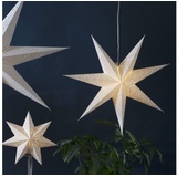STAR TRADING LED Stern Papierstern Leuchtstern Faltstern 7zackig hängend 70cm mit Kabel weiß weiß