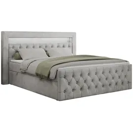 MKS Boxbett, GOLD-9 Led, 140/200 Hellgrau Velvet - H3