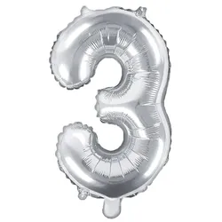 Folienballon silber Zahl 3
