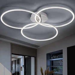 Wohnzimmerlampe Deckenleuchte LED Deckenlampe Simply Dim Wohnzimmerlampe modern, Memoryfunktion dimmbar 3 flammig, Metall stahlfarben, 3x LED 41W 2800Lm 3000K, DxH 79x9cm