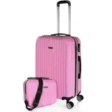 ITACA - Koffer Groß, Koffer Mittelgroß, Hartschalenkoffer M - Robuster Hartschalenkoffer & Koffer & Trolleys mit 4 Rollen, ideal als Reisekoffer für Jede Reise, Rosa