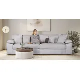 Home Affaire Big-Sofa HOME AFFAIRE "Soft&Cosy XXL, B: 303 cm - OTTO. Verlässliche Qualität.", grau (hellgrau), B:303cm T:123cm, 100% Polyester, Sofas, Big-Sofa, Mega-Sofa, Cord oder Chenille-Struktur, mit Federkern & 4 Zierkissen, Topseller