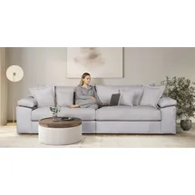 Home Affaire Big-Sofa HOME AFFAIRE "Soft&Cosy XXL, B: 303 cm - OTTO. Verlässliche Qualität.", grau (hellgrau), B:303cm T:123cm, 100% Polyester, Sofas, Big-Sofa, Mega-Sofa, Cord oder Chenille-Struktur, mit Federkern & 4 Zierkissen, Topseller