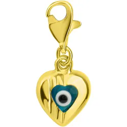 Charm-Einhänger FIRETTI "Schmuck Geschenk Gold 333 Anhänger Charms Herz Magisches Auge", bunt (gelbgoldfarben, blau, schwarz, weiß, blau, schwarz, weiß), Charms, Damen, Gelbgold 333, mit Glasstein