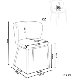 Beliani Esszimmerstuhl MINA Polyester cremeweiß 2er Set