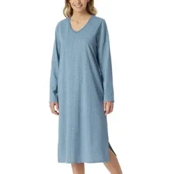 Schiesser Comfort Essentials Longsleeve Sleepshirt Blau Muster Baumwolle 36 Damen