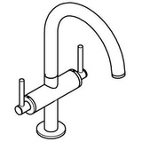 Grohe Atrio Waschtisch-Einlochbatterie L-Size, Hebelgriffe, hard graphite gebürstet