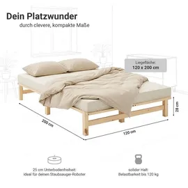 Homestyle4u Holzbett 120 x 200 cm Braun
