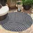 Carpet City Outdoor Teppich Wetterfest 160 cm Rund - Grau-Anthrazit - Wendeteppich, Beidseitiges Geometrisches Muster - Balkonteppich Wasserfest Outdoor - Terrassenteppich