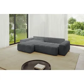 altdecor Ecksofa Cord mit Schlaffunktion 2-Sitzer Dunkelgrau