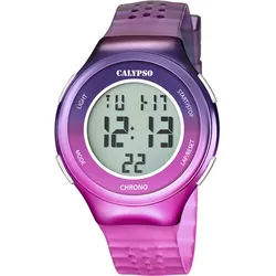 Chronograph CALYPSO WATCHES "Color Splash", lila (lila, pink), Armbanduhren, Damen, Armbanduhr, Quarzuhr, Damenuhr, Herrenuhr, digital, Stoppfunktion