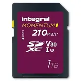 Integral Momentum I 1 TB SDXC V30 U3 Karte – bis zu 210 MB/s lesen, 180 MB/s schreiben – für DSLR, spiegellose Kameras & Camcorder – 4K-UHD-Video & Burst-Mode – wasserdicht, stoßfest, robust