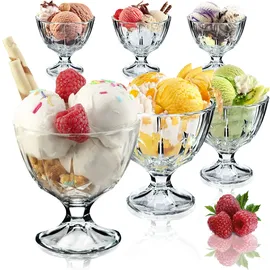 Kadax Eisbecher Glas Set, Eisschalen, Dessertgläser mit Fuß, 6, 300 ml) - Kadax
