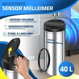 Kesser Automatik Sensor Mülleimer 40 l Silber