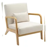 deluke Loungesessel DUBAI Polyester 64 x 74 x 80 cm Creme mit Kissen
