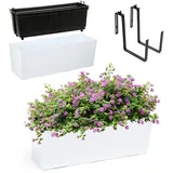 Kadax Blumenkasten aus Kunststoff, 18,5x56 cm, Pflanzkasten mit Einsatz, wetterfester Balkonkasten, - Kadax