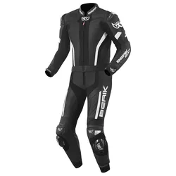 Berik Losail 2-Teiler Motorrad Lederkombi, schwarz-weiss, Größe 58 für Männer