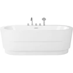 Freistehende Badewanne EMPRESA mit Armaturen 170 x 80 cm Weiß