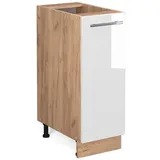 Vicco Apothekerschrank, Weiß Hochglanz, Honigeiche, Holzwerkstoff, 2 Fächer, 1 Schubladen, Rechteckig, 30x82x51.6 cm, Küchen, Küchenmöbel, Küchenschränke, Apothekerschränke