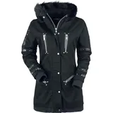 Gothicana by EMP Damen schwarze Winterjacke mit Kunstfellkragen und dekorativen Nieten M - M