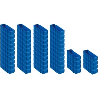 PROREGAL SuperSparSet 48x Blaue Industriebox 300 S | HxBxT 8,1x9,1x30cm | 1,6 Liter | Sichtlagerkasten, Sortimentskasten, Sortimentsbox, Kleinteilebox