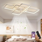 MiiR Deckenventilator Mit Beleuchtung,LED 80W Deckenventilator Mit Fernbedienung Leise Lampe Mit Ventilator Dimmbar 6-stufige Windgeschwindigkeit Deckenleuchte Für Wohnzimmer Schlafzimmer Licht 72cm