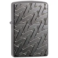 Zippo Sturmfeuerzeug - Geometric Weave, Black Ice, Deep Carve - Nachfüllbar - Wiederverwendbar - Windfestes Design - Geschenkbox - Made in USA