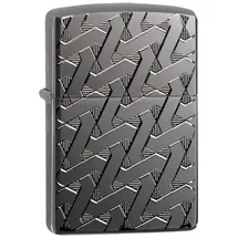 Zippo Sturmfeuerzeug - Geometric Weave, Black Ice, Deep Carve - Nachfüllbar - Wiederverwendbar - Windfestes Design - Geschenkbox - Made in USA