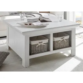 furn.design Couchtisch, Weiß, Metall, Nachbildung,Pinie, Holz Optik, Uni, Quadratisch, 93x50x93 cm, Wohnzimmer, Wohnzimmertische, Couchtische