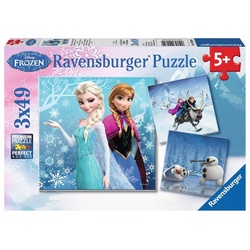 Ravensburger Puzzle 3 x 49 Teile Kinder Puzzle Disney Frozen Abenteuer im Winterland 09264, 49 Puzzleteile