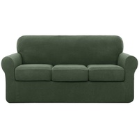 Sofahusse 2/3 Sitzer Spandex Stretch Sofabezug mit separaten Sofakissenbezügen, SUBRTEX, mit leichtem Struktur-Effekt grün